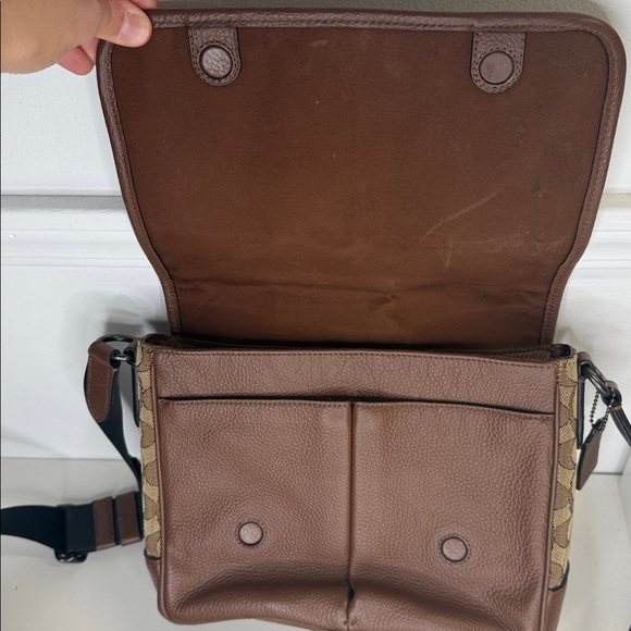 Coach C9366 Thompson Small map bag Jacquard varsity strip leather messenger - Picture 14 of 15